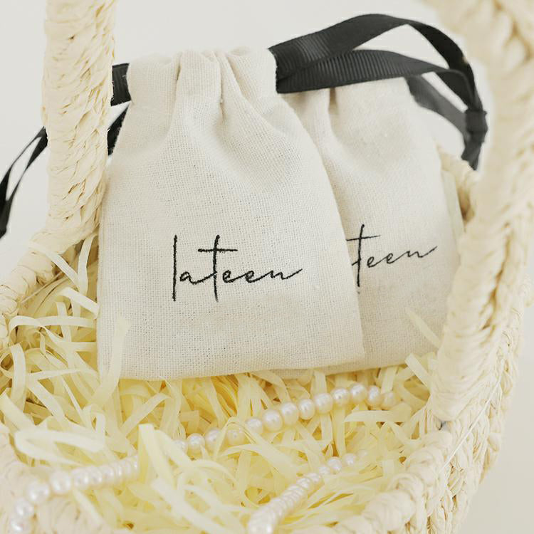 Cotton Canvas Jewelry Storage Pouch Bags with one color logo