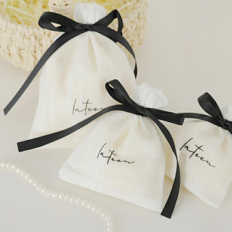 Cotton Canvas Jewelry Storage Pouch Bags with one color logo