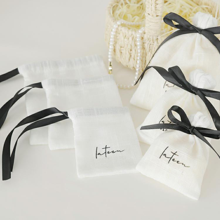 Cotton Canvas Jewelry Storage Pouch Bags with one color logo