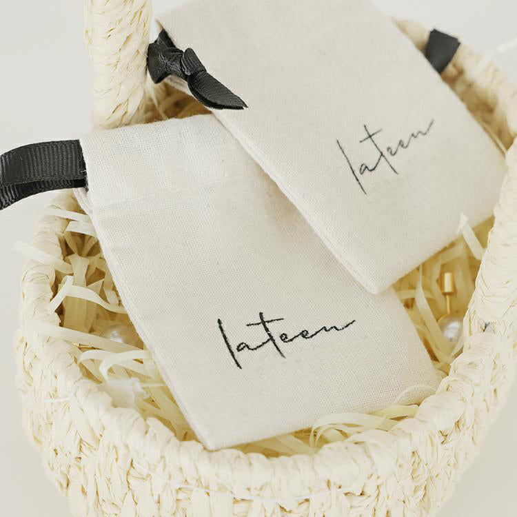 Cotton Canvas Jewelry Storage Pouch Bags with one color logo