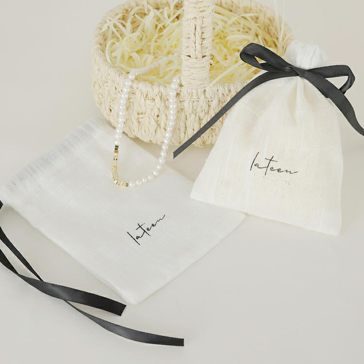 Cotton Canvas Jewelry Storage Pouch Bags with one color logo