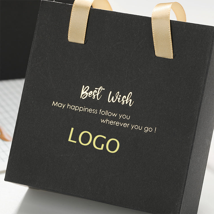 Foldable White Paper Cardboard Jewelry Box with Ribbon