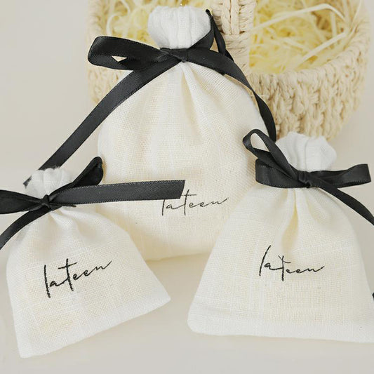 Cotton Canvas Jewelry Storage Pouch Bags with one color logo