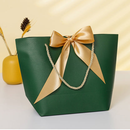 Flat Bottom Gift Paper Bags Customize Logo From 100pcs