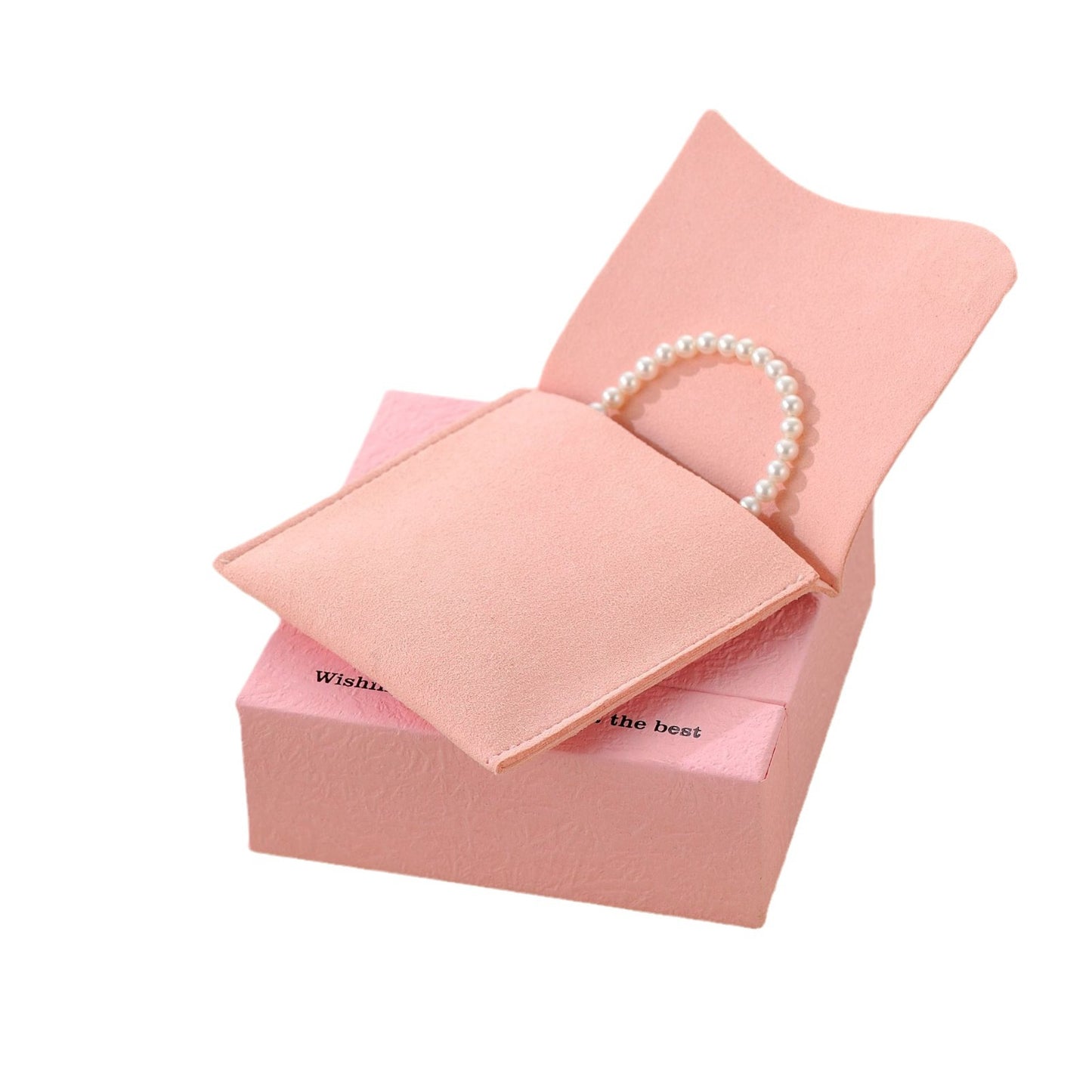 Free Logo Pink Microfiber Jewelry Pouch Bags with Boxes