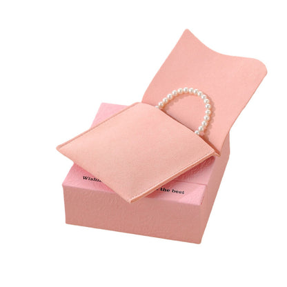 Free Logo Pink Microfiber Jewelry Pouch Bags with Boxes