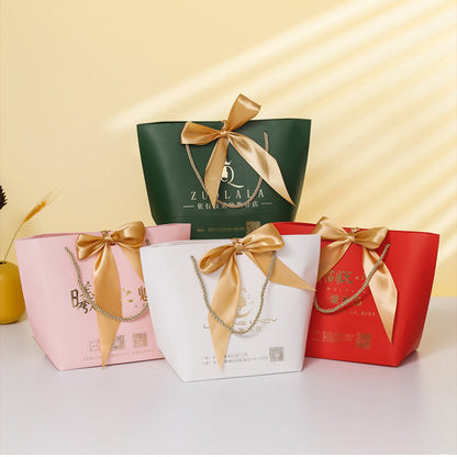 Flat Bottom Gift Paper Bags Customize Logo From 100pcs