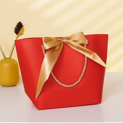 Flat Bottom Gift Paper Bags Customize Logo From 100pcs