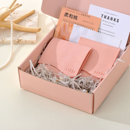 Free Logo Pink Microfiber Jewelry Pouch Bags with Boxes