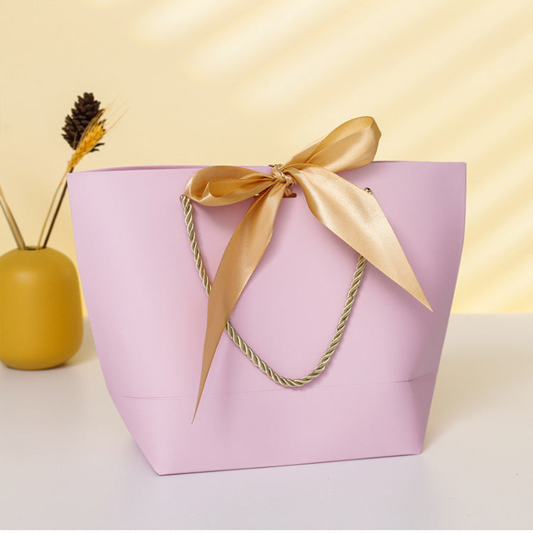 Flat Bottom Gift Paper Bags Customize Logo From 100pcs