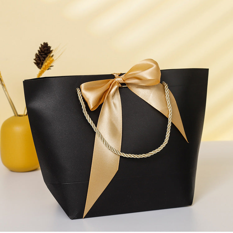 Flat Bottom Gift Paper Bags Customize Logo From 100pcs