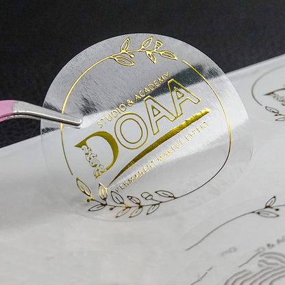 Transparent Gold Stamping Label Clear Stickers