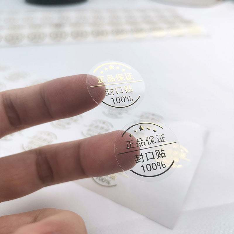 Transparent Gold Stamping Label Clear Stickers