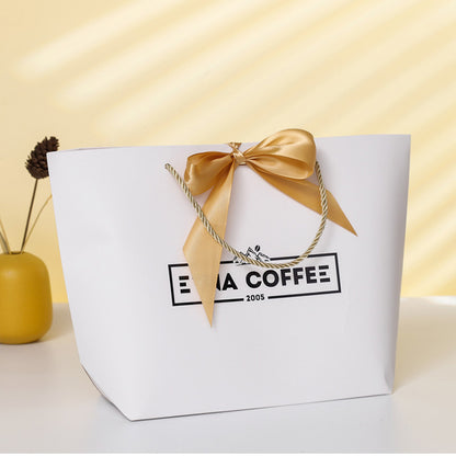 Flat Bottom Gift Paper Bags Customize Logo From 100pcs