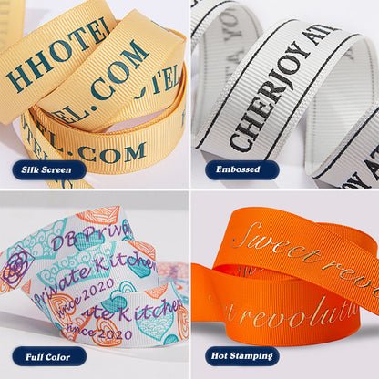 Custom hot stamping Grosgrain Threaded Ribbon  Wrapping