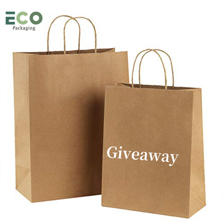 MOQ From 100pcs Customize Kraft Paper Takeaway Tote Paper Bag