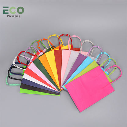 MOQ From 100pcs Customize Kraft Paper Takeaway Tote Paper Bag