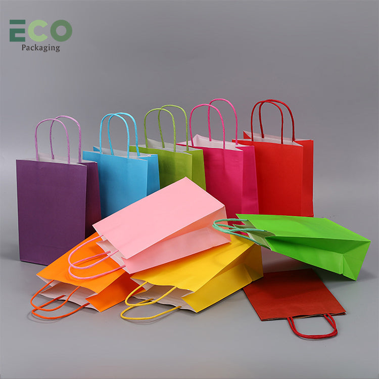 MOQ From 100pcs Customize Kraft Paper Takeaway Tote Paper Bag