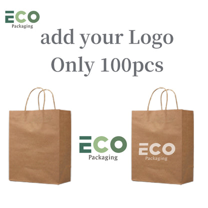 MOQ From 100pcs Customize Kraft Paper Takeaway Tote Paper Bag