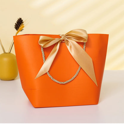 Flat Bottom Gift Paper Bags Customize Logo From 100pcs