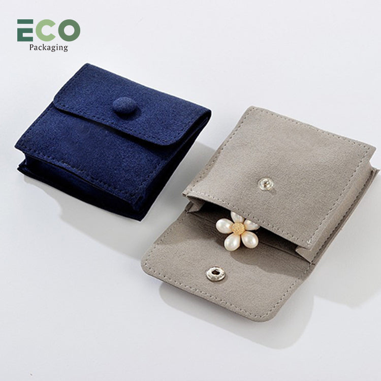 Custom Luxury Emboss Logo Microfiber Jewelry Flap Pouch